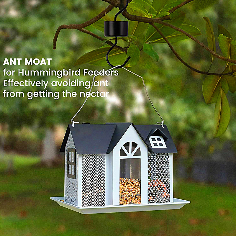 Metal Bird House Feeder with Triple Feeders