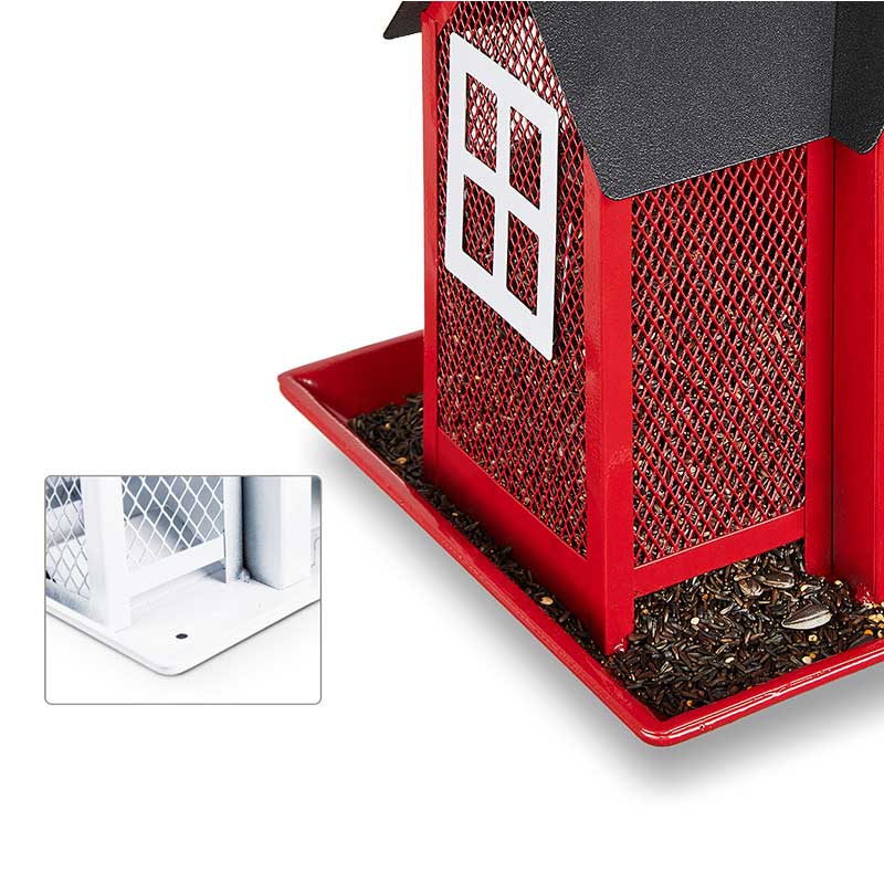 Metal Bird House Feeder with Triple Feeders